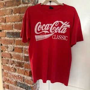 Vintage 80s Coca-Cola Classic Single Stitch T-Shirt Size Large Screen Stars Best